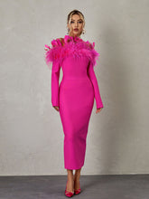 Ember Off Shoulder Feather Bandage Dress